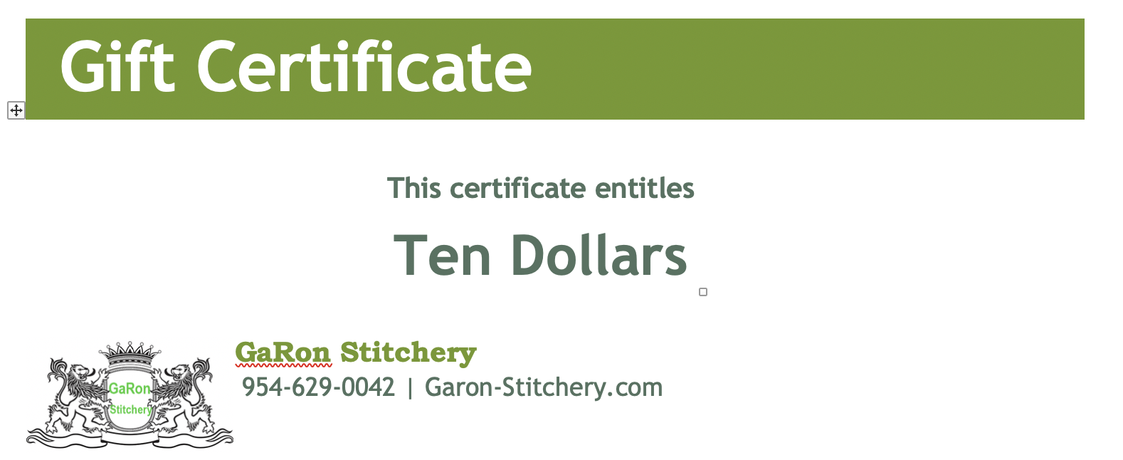 $10 Gift Certificate