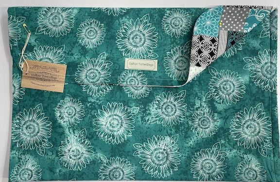 Teal Flowers - 12 x 18 Project Bag